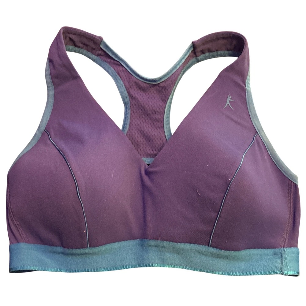 Danskin Now Blue Padded Racerback Mesh Sports Bra Contrast Trim 36B